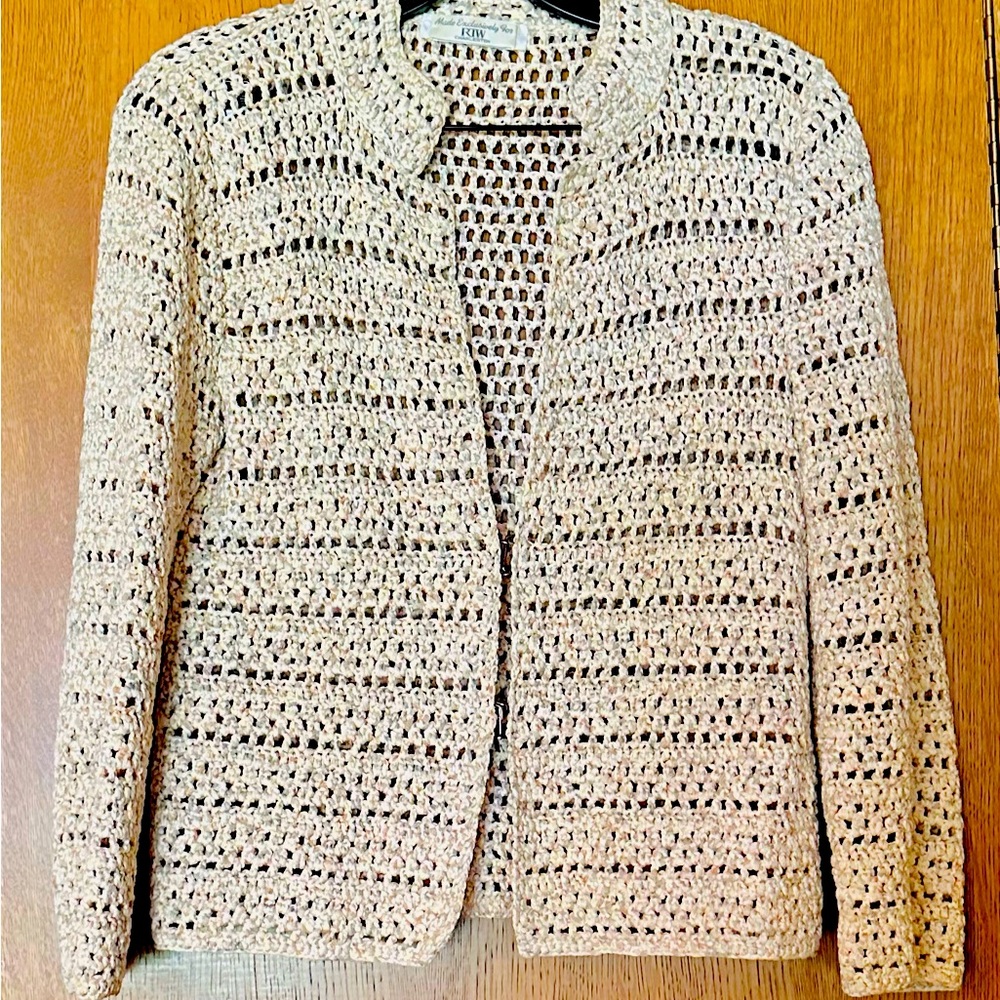 RTW CHARLESTON KNIT SWEATER Size 44 oatmeal color. Made in Italy- Amina Napoli